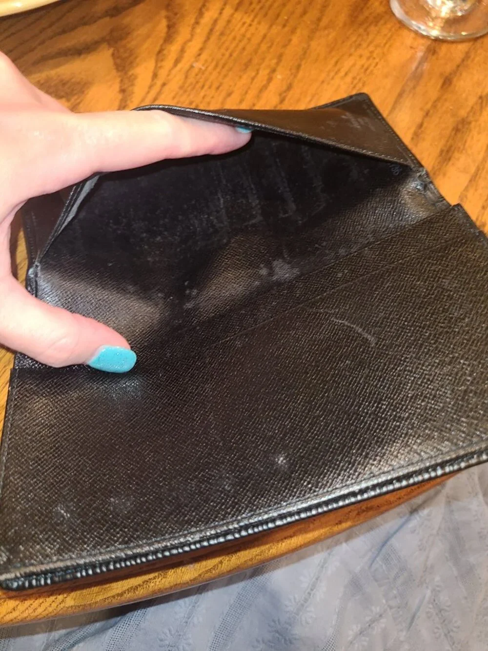 Louis Vuitton Black Epi wallet GUC